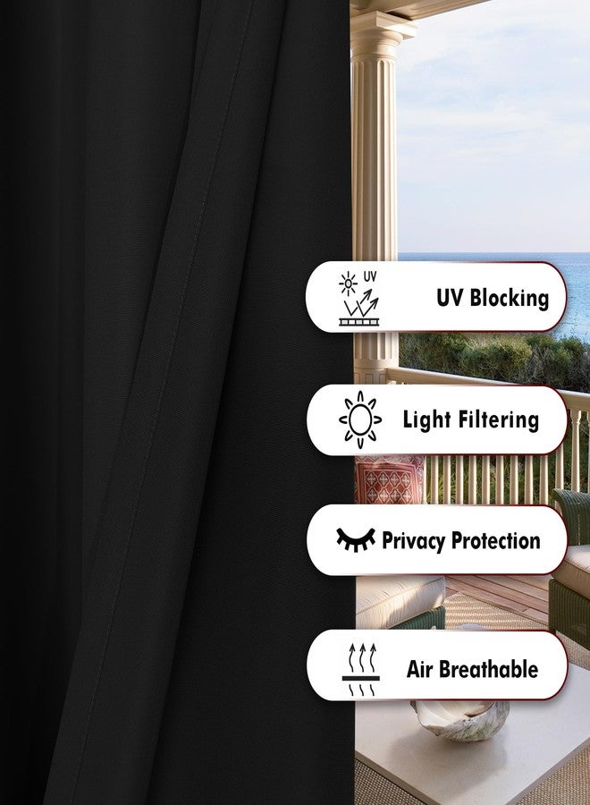 BONZER Outdoor Curtains for Patio Waterproof Thick Privacy Wide Grommet Light Filtering Outside Curtains for Porch Pergola Gazebo Deck, 1 Panel, 110W x 108L inch, Black - Image 4